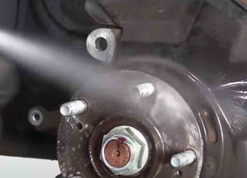 Mobile Brake Service, Orem. Cleaning wheel hub to prep for new rotors.